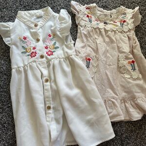 White Embroidered Floral Girls Dress